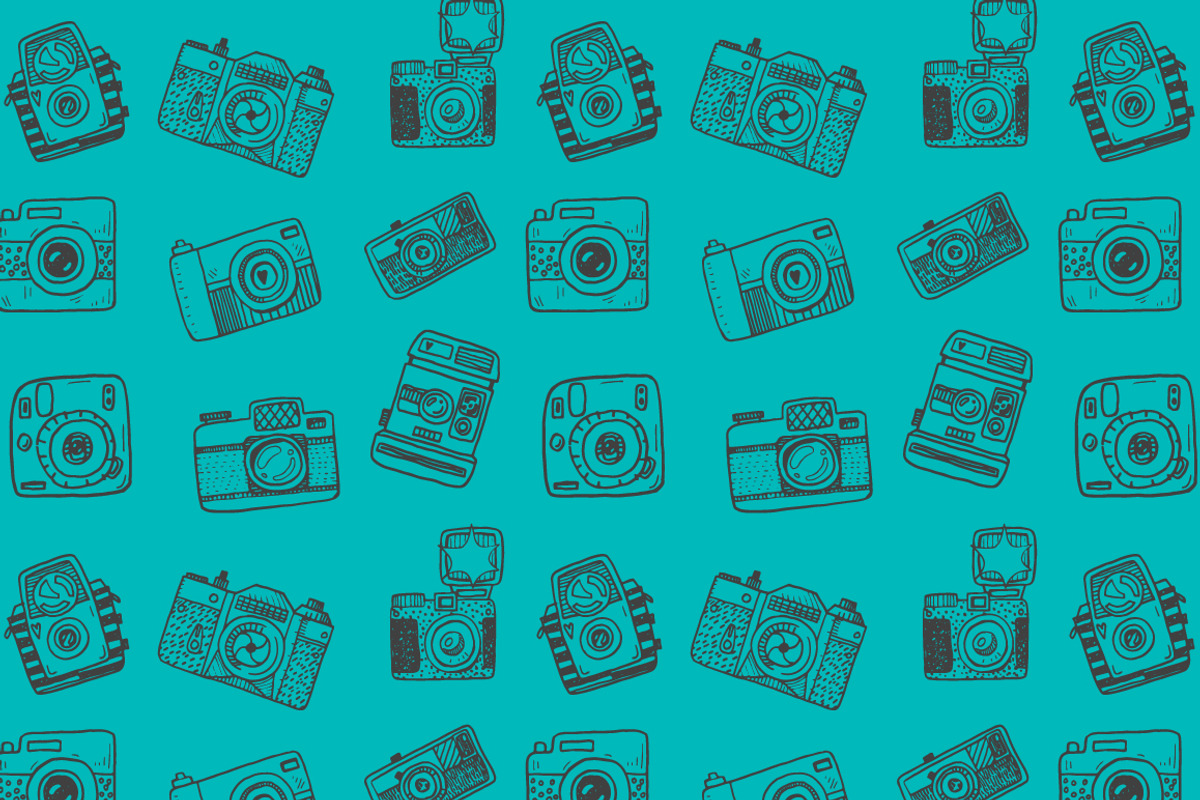 Hand drawn camera set +patterns, an Outline Icon by Hala