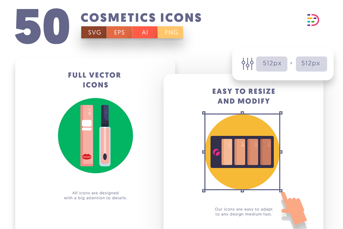 50 Cosmetics Icons, an Outline Icon by Dighital (Photo 7 of 10)