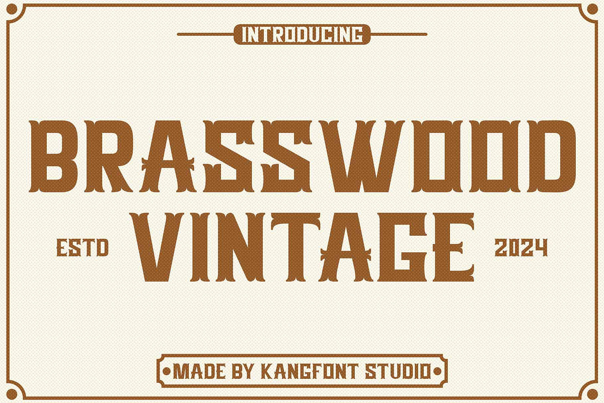 Brasswood - Vintage Font Free 5 Logo, a Script Font by kangfont Studio (Photo 1 of 10)