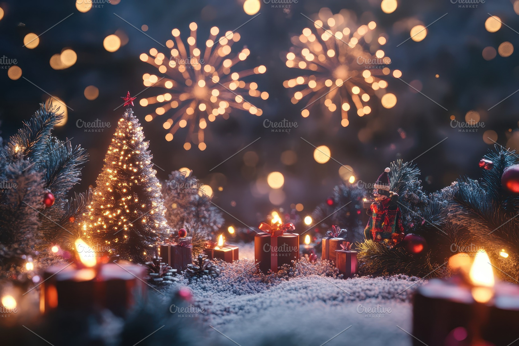 Christmas miniature scene with firew, a Photo by Iftikhar Alam