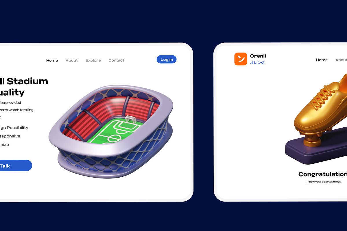 Football & Soccer 3D Icon Pack, an Environmental 3D Model by orenjidesign (Photo 6 of 8)