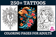 Tattoos Coloring Pages For Adults, a Decorative Illustration by Coco Bloom (Thumbnail 1 of 5)
