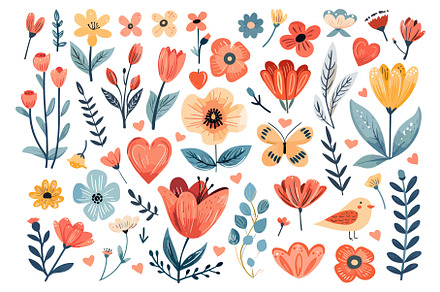 Spring and summer hand drawn flowers, an Object Illustration by Valerie Bodnar