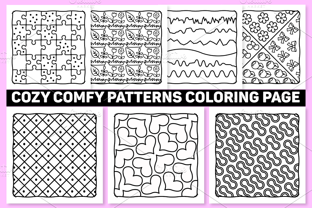 Cozy Comfy Patterns Coloring Pages, a Pattern Graphic by Daisy Doodle