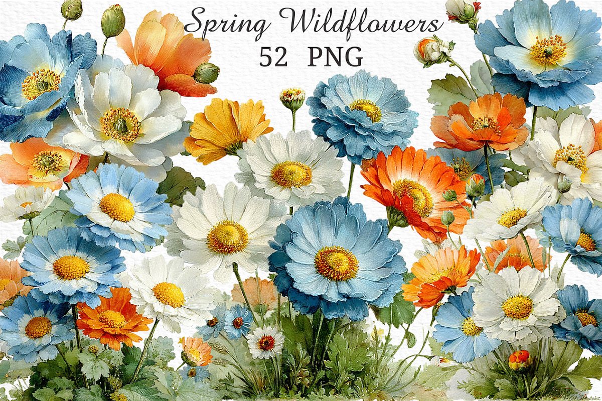 Watercolor Spring Wildflowers Png, an Illustration by Craft Nest (Photo 1 of 11)