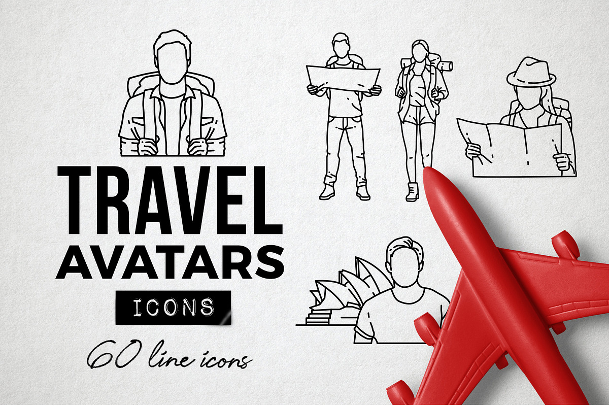 60 Travel Icons - Traveler Avatars, an Outline Icon by Hatch Design Workshop (Photo 1 of 10)