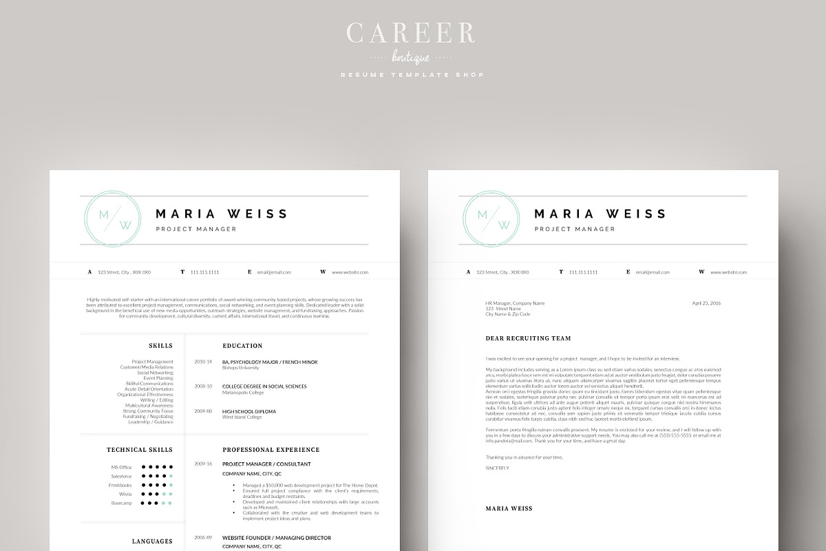 Modern Resume & CoverLetter Template, a Resume Template by careerboutique (Photo 3 of 6)