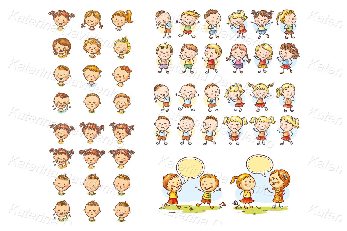 Doodle kids various emotion set, a Person Illustration by Bubert Art (Photo 2 of 7)