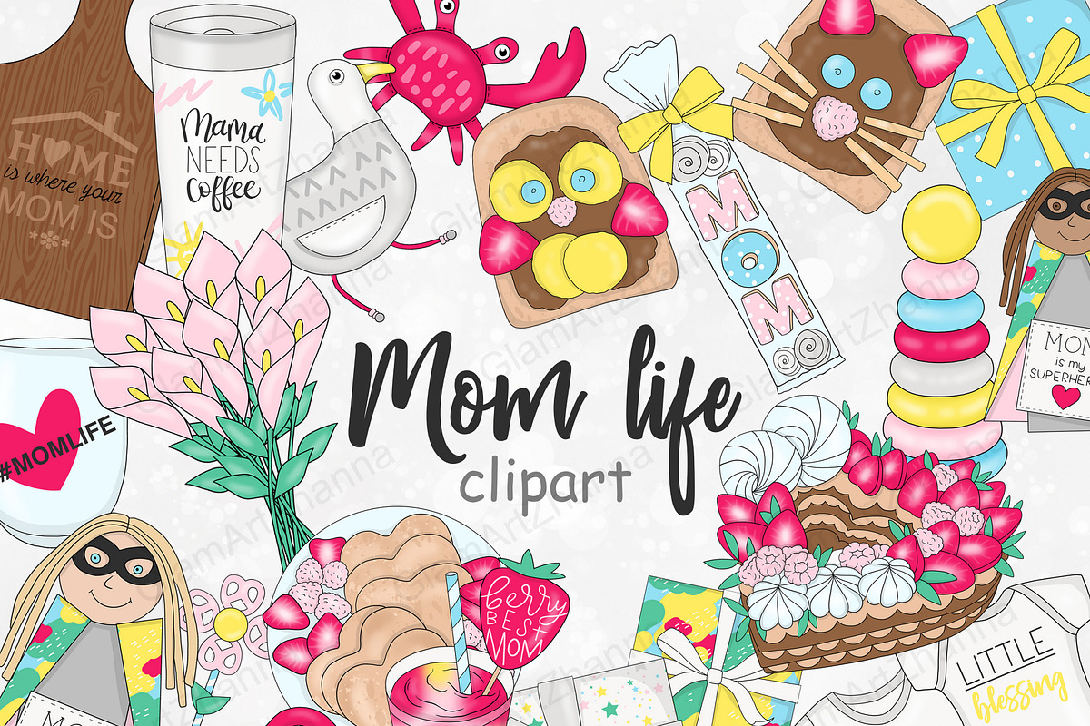 Mom Life Clipart, an Illustration by GlamArtZhanna (Photo 1 of 3)