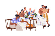 Friends gathering at dinner table, a Person Illustration by Good Studio (Thumbnail 3 of 14)