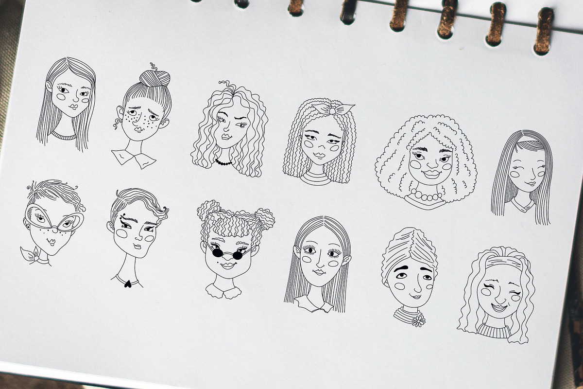 Women's Portraits Doodle Ink Pen Art, a Person Illustration by Chloe's Illustrations (Photo 2 of 3)