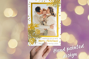Boho Holiday Photo Card PSD Template, a Card Template by PSD templates and Photos