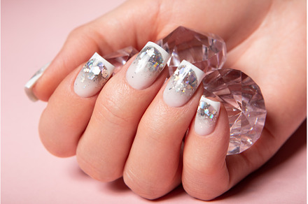 Beautiful white manicure with stars, a Beauty & Fashion Photo by korabkova