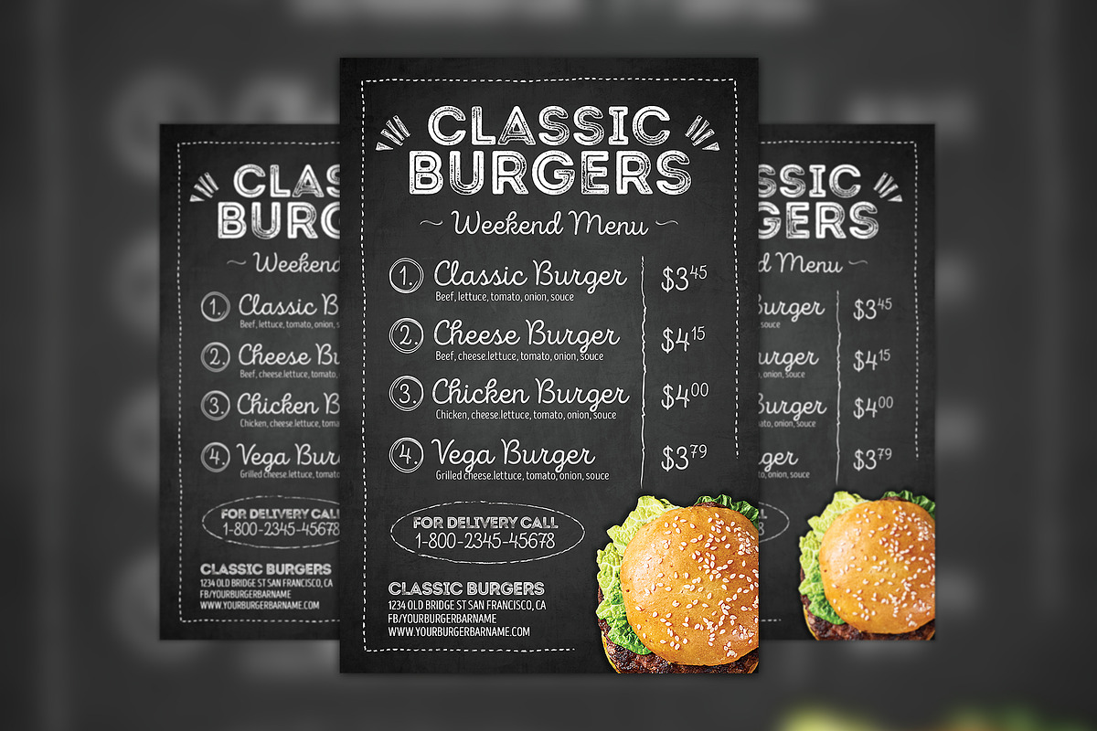 Hamburger Menu Flyer Template, a Flyer Template by Flyermind