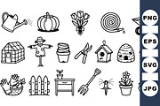 Hand Drawn Gardening Tools Set, an Illustration by designvectx (Thumbnail 2 of 3)