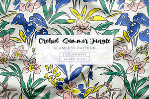 Hand-Drawn Orchid & Jungle Leaves