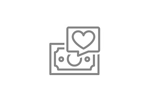 Money with heart line icon, an Object Illustration by GraphiShop
