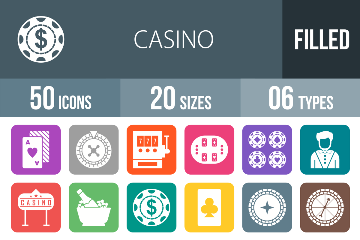 50 Casino Flat Round Corner Icons, an Icon by IconBunny | Creative Market