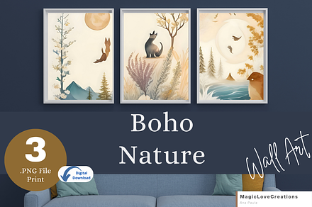 Printable Wall Art - Boho Landscape, a Poster Template by MagicLove Creations