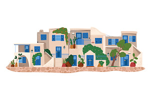 Greek City Block. Vector Greece