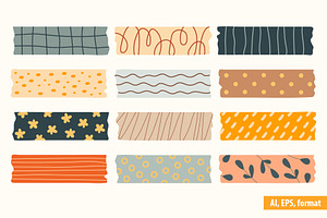 Washi tapes vector set