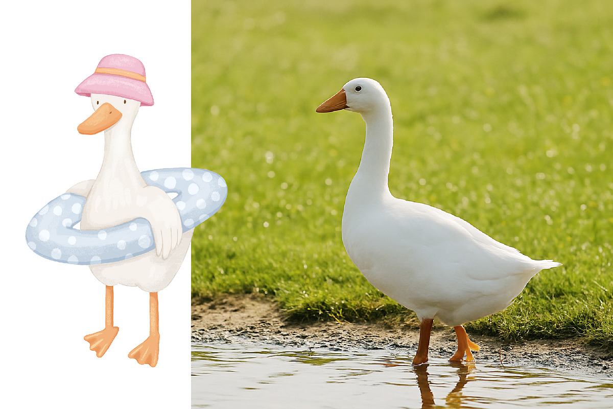 Cute goose illustrations and pattern, an Animal Illustration by ElenaPlatovaArt (Photo 13 of 20)