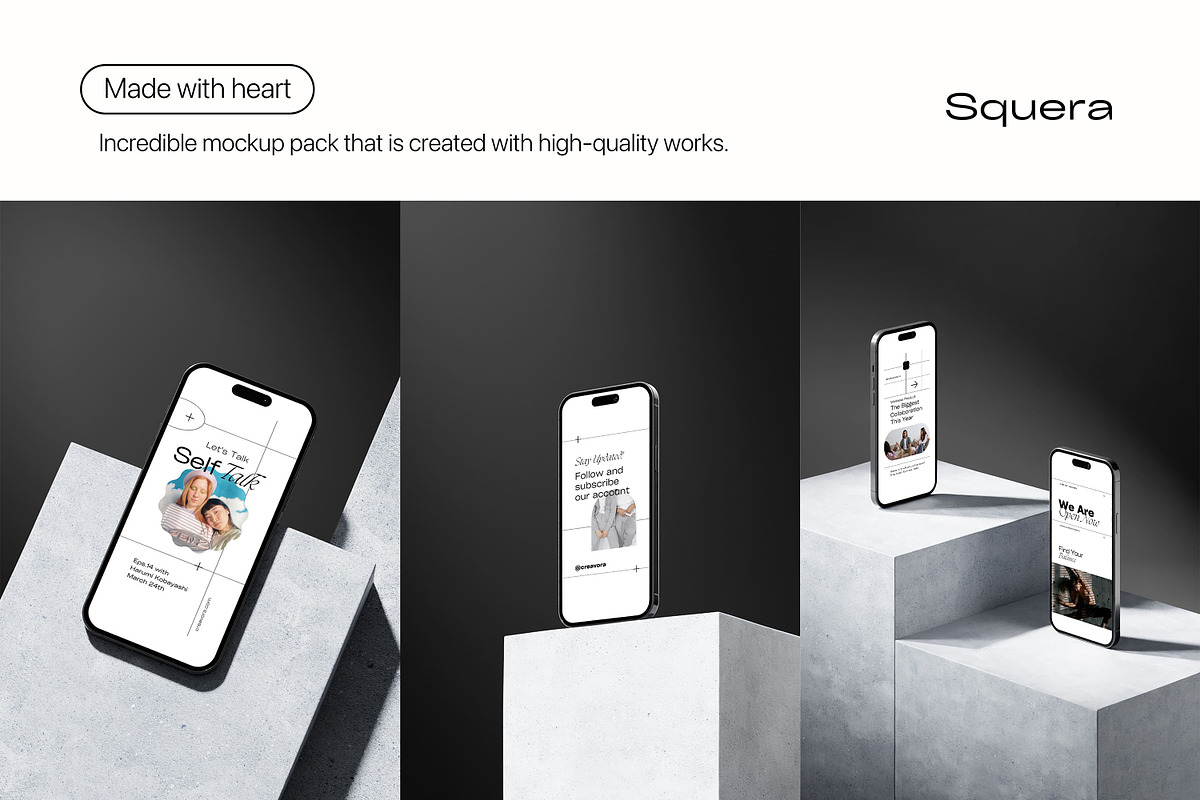 Squera - Minimal iPhone Mockup, an iPhone Mockup by Creavora (Photo 2 of 5)