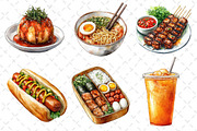 Watercolor Street Food Clipart PNG, an Illustration by Dream Creation (Thumbnail 4 of 7)
