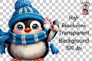 Adorable Winter Penguin PNG Clipart