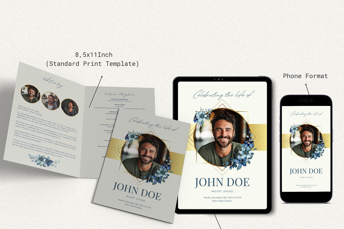 Funeral Program Template Set I Canva, an Invitation Template by The Social Stuff (Photo 4 of 11)