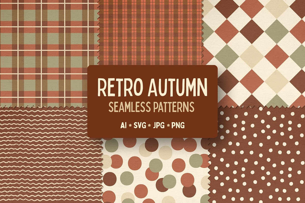 Retro Autumn Seamless Patterns, a Pattern Graphic by Checks & Dots (Photo 1 of 10)