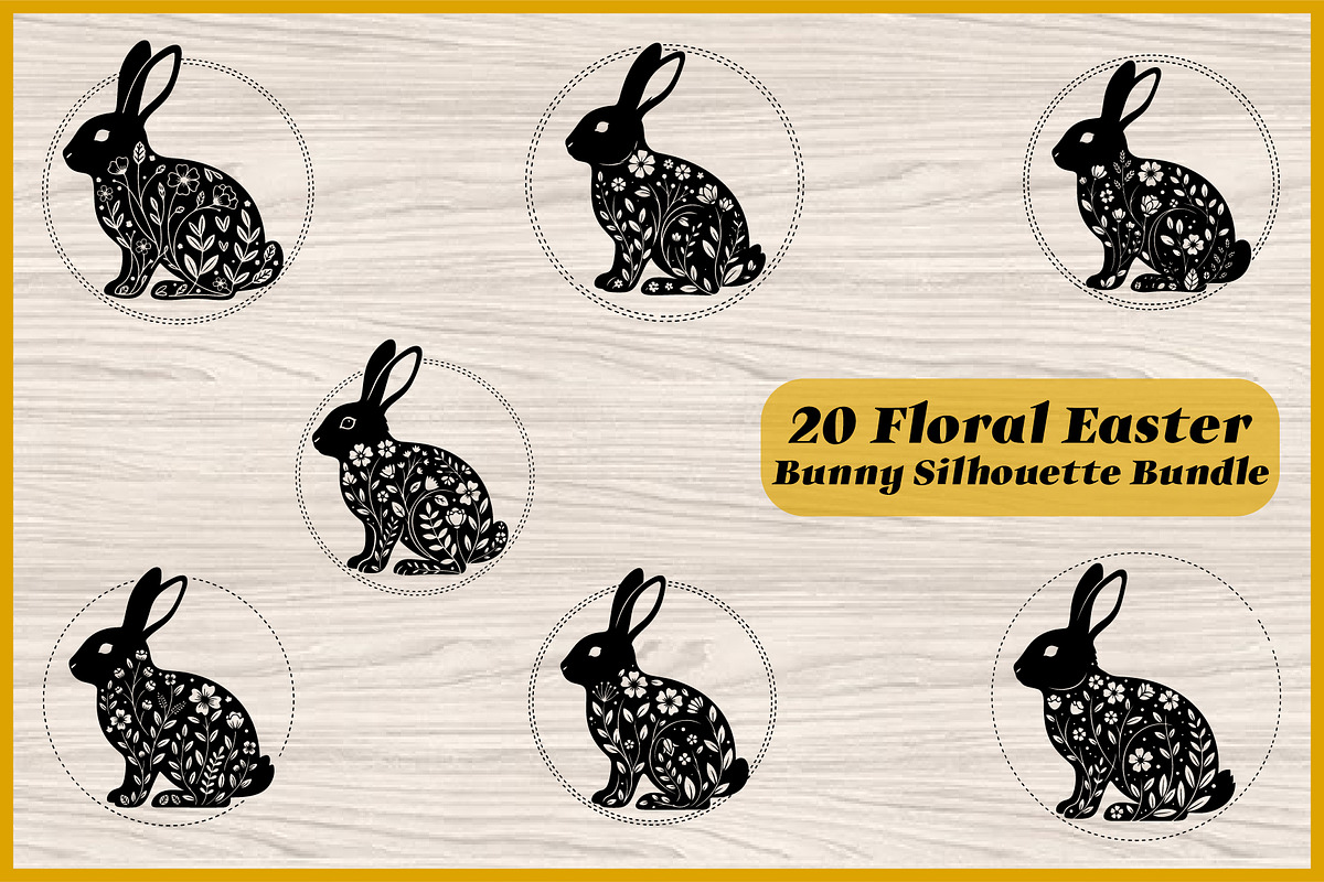 20 Floral Easter Bunny SVG Bundle, an Animal Illustration by Artivon (Photo 1 of 4)