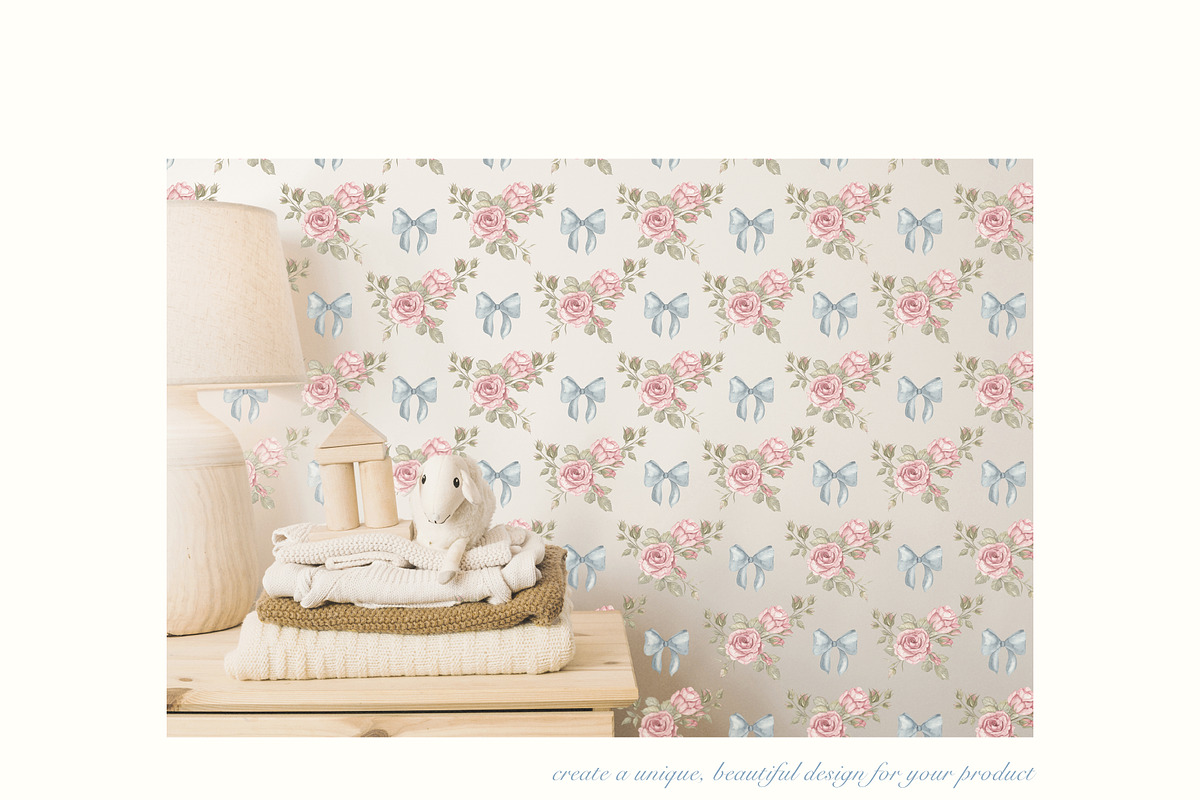 Bows and Roses. Vintage watercolor., a Decorative Illustration by Ooh Lily (Photo 13 of 14)