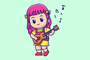 Cute Girl Playing Guitar Cartoon, a Person Illustration by Catalyst Labs (Thumbnail 2 of 3)