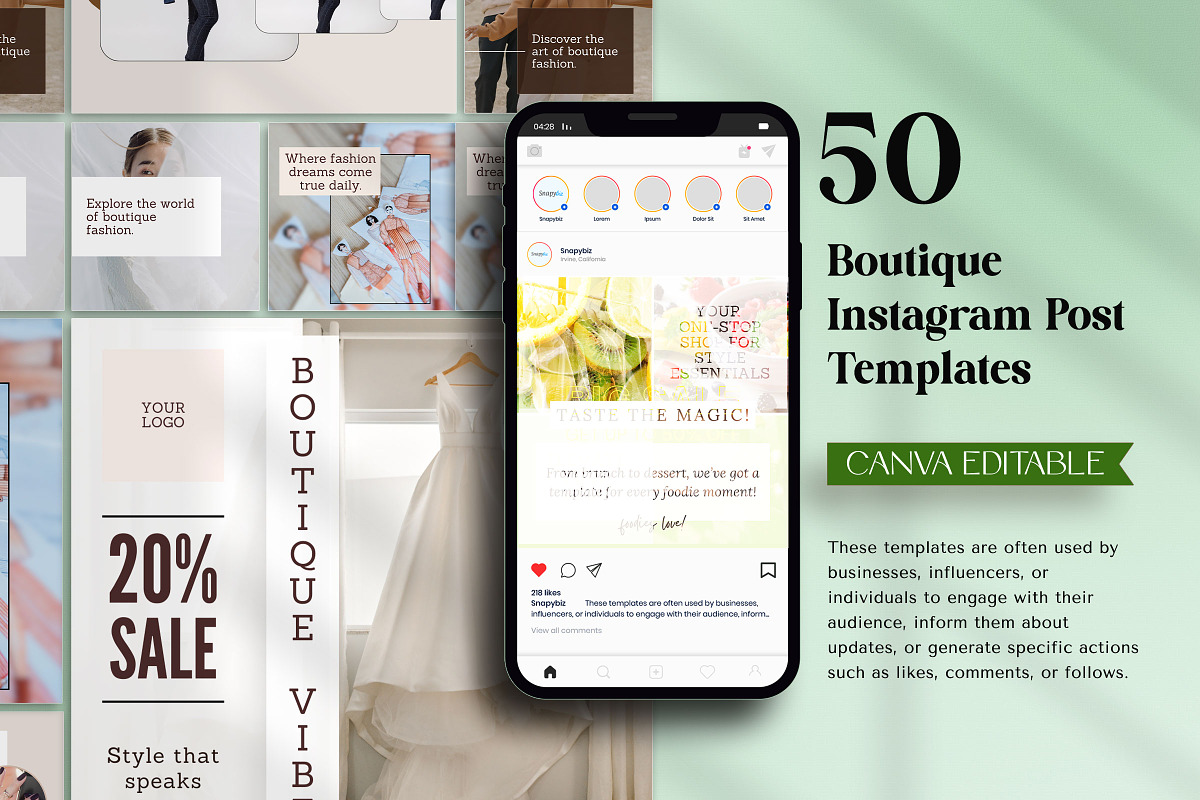 Boutique Fashion Instagram Templates, a Social Media Template by Snapybiz (Photo 3 of 9)