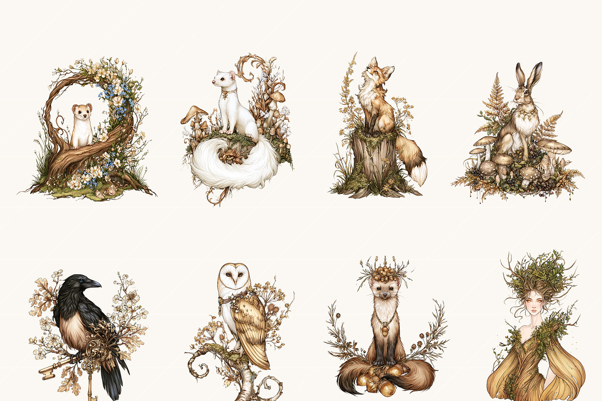 Forest Woodland Clipart Bundle, an Object Illustration by BusyDaydesign (Photo 2 of 9)
