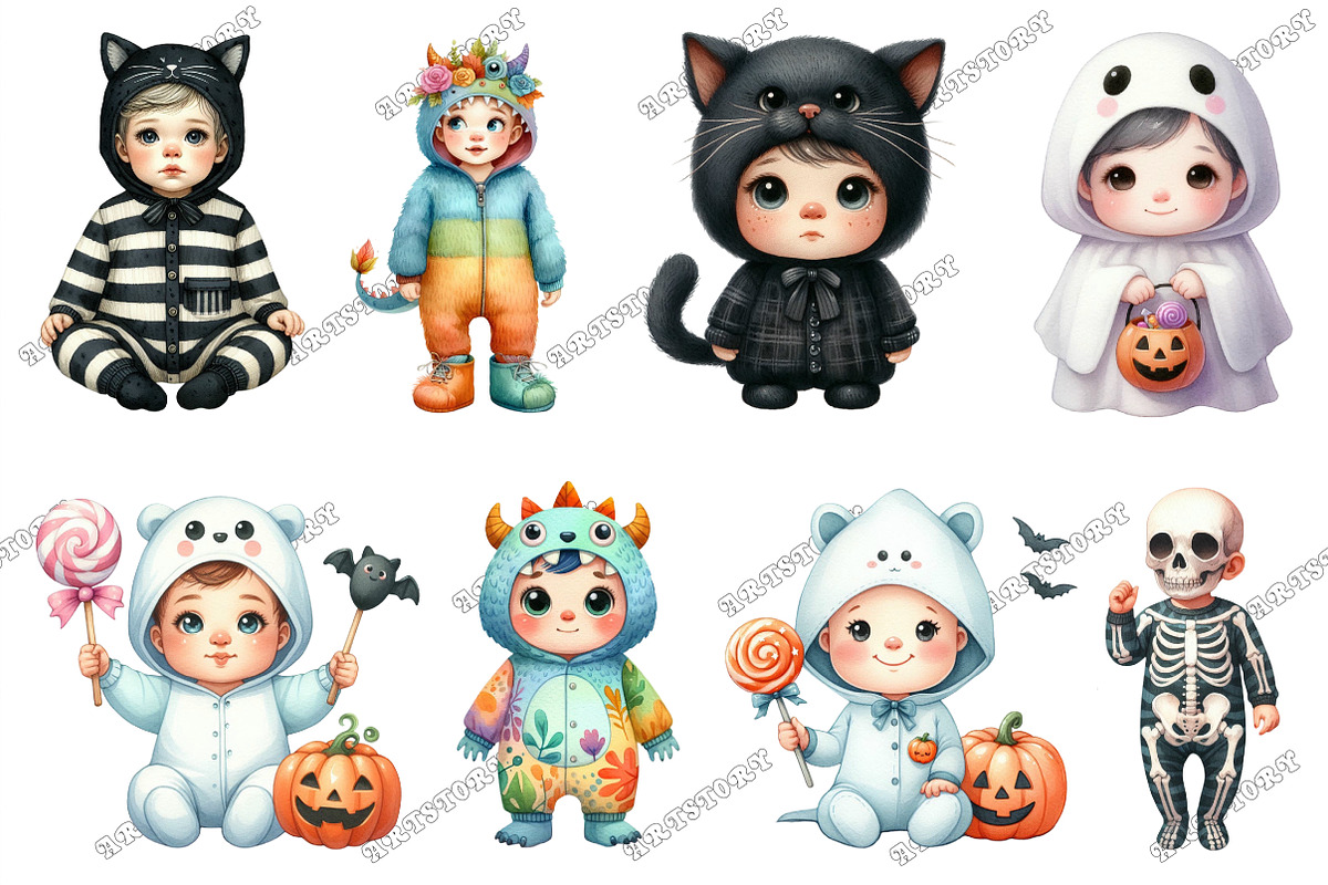 Autumn Spooky Cute Baby Clipart, a Graphic by designcity5 (Photo 2 of 5)