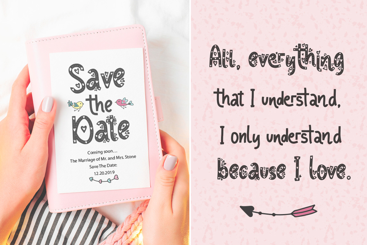 Sweetheart fonts & 119 cliparts. preview 2
