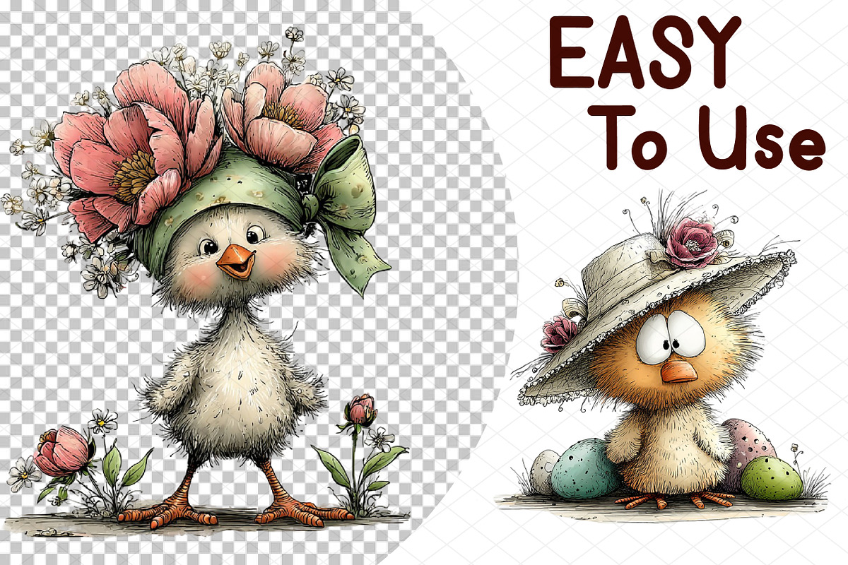 Easter Floral Chick Clipart, an Illustration by cherrydesign (Photo 4 of 4)
