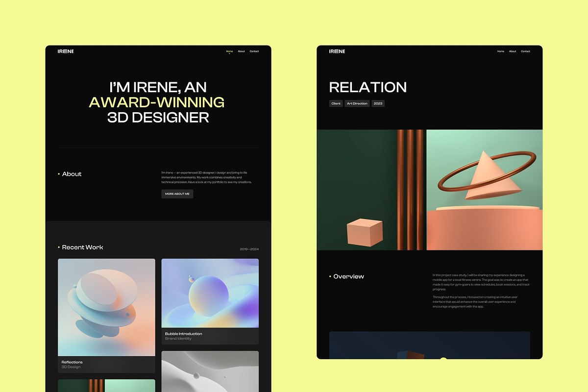 Irene Portfolio Template · Framer, a Landing Page Template by Bryn Taylor (Photo 2 of 5)
