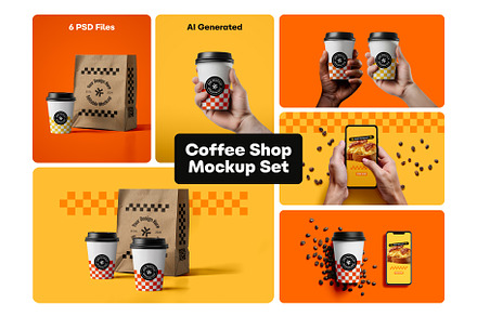 Coffee Shop Mockup Set AI Generated