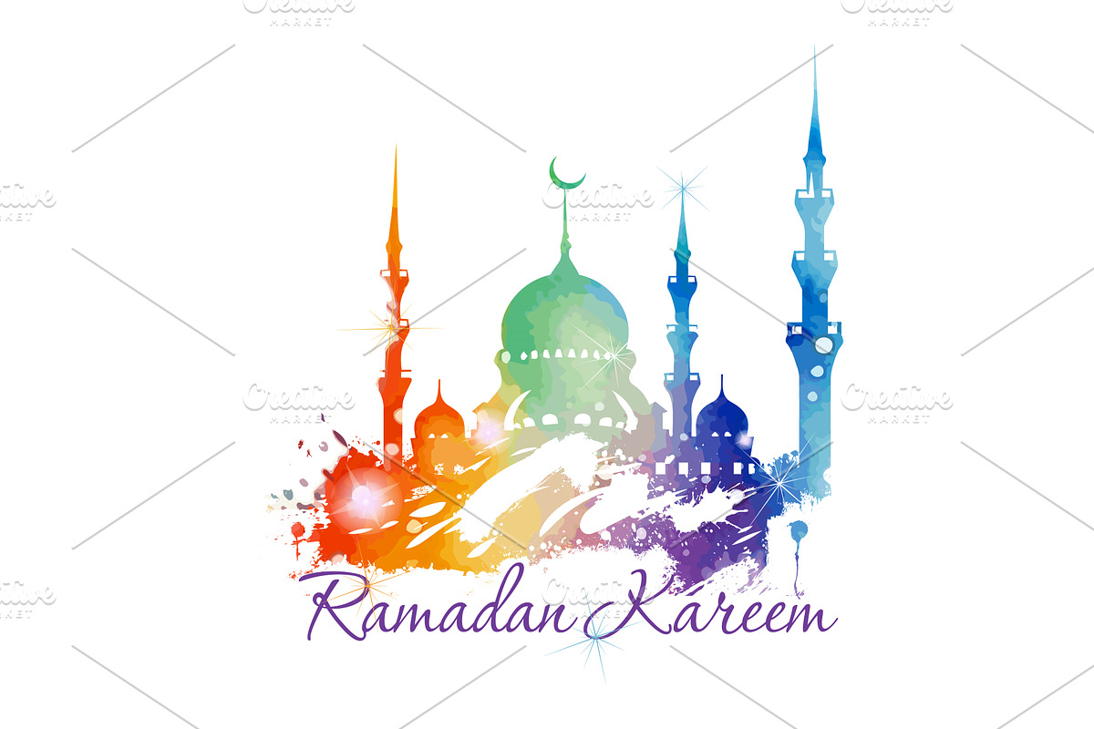 Ramadan colored symbol: moon and, an Illustration by Nenahliadava Design