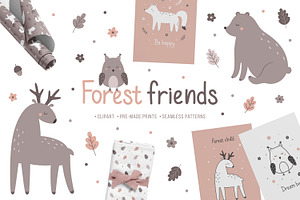 Forest friends. Vector collection