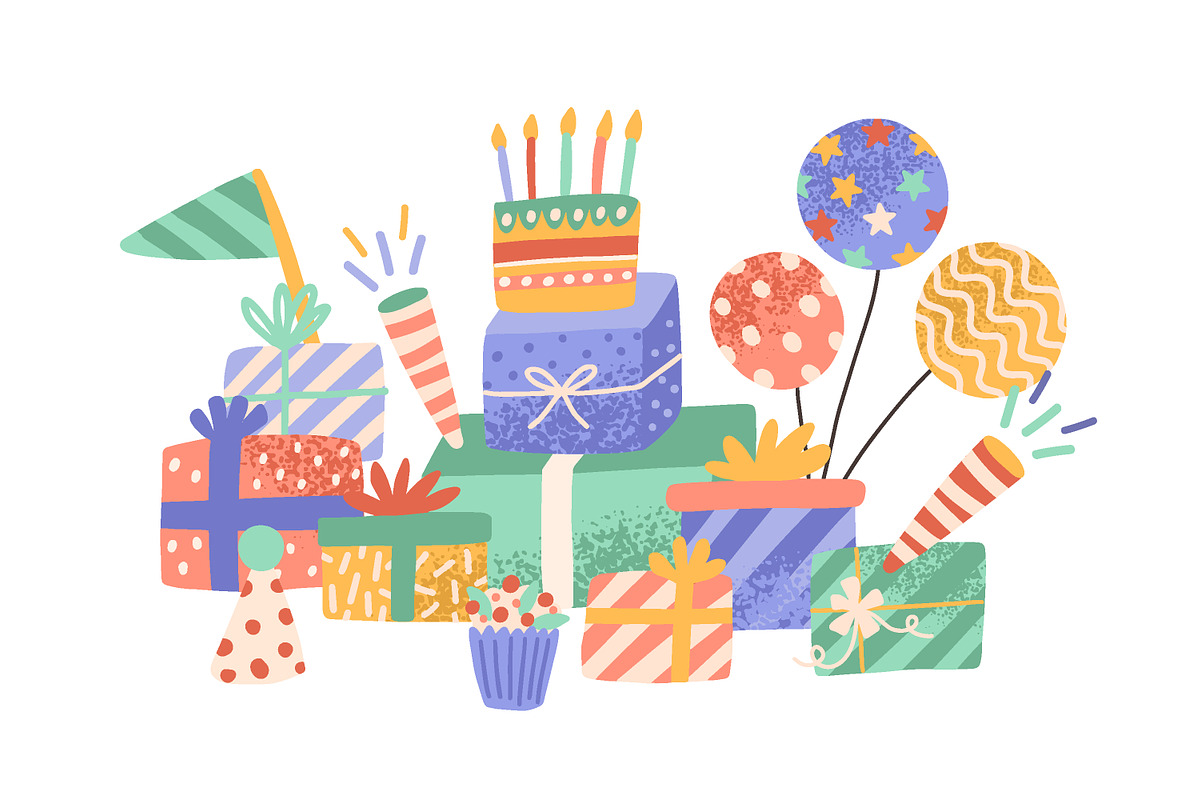 Birthday gifts and decorations, a Decorative Illustration by Good Studio (Photo 1 of 3)