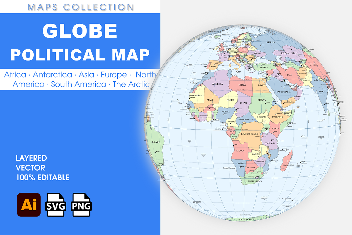 Globe Political Map - Bundle, an Education Illustration by Cartorical (Photo 1 of 8)