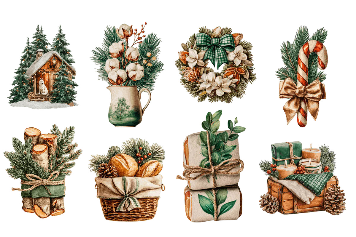 Watercolor Winter Cabin ClipArt, an Illustration by Designworld (Photo 4 of 5)