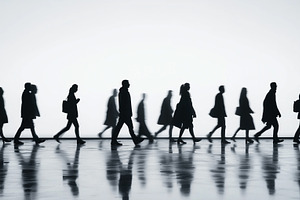 Blurred silhouettes of group people, a Person Photo by MistyDay