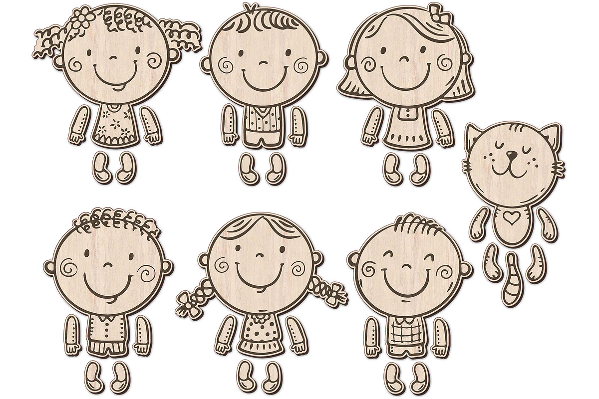 Movable Doll SVG for Laser Cutting, an Object Graphic by Bubert Art (Photo 1 of 8)