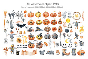 Happy Halloween Watercolor Clipart