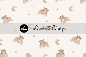 Cute bear on the cloud pattern